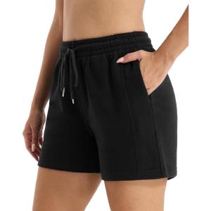 imageStelle Womens Drawstring Sweat Shorts Comfy Elastic Shorts Workout Lounge Shorts with PocketsBlack