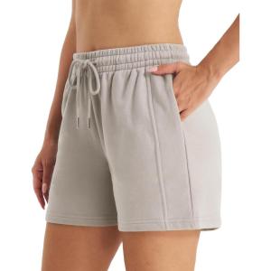imageStelle Womens Drawstring Sweat Shorts Comfy Elastic Shorts Workout Lounge Shorts with PocketsGrey Khaki