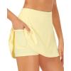 imageStelle Womens Tennis Golf Skirts High Waisted with Pockets Inner Shorts for Athletic Skorts Sports Running PickleballLemon Butter