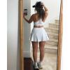 imageStelle Womens Tennis Golf Skirts High Waisted with Pockets Inner Shorts for Athletic Skorts Sports Running PickleballWhite