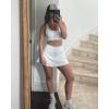 imageStelle Womens Tennis Golf Skirts High Waisted with Pockets Inner Shorts for Athletic Skorts Sports Running PickleballWhite