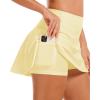 imageStelle Womens Tennis Golf Skirts High Waisted with Pockets Inner Shorts for Athletic Skorts Sports Running PickleballLemon Butter