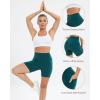 imageStelle High Waist Biker Shorts 5quot Inseam Workout Shorts for Women Tummy Control Gym Yoga Shorts with 2 Side PocketsForest Green