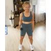 imageStelle High Waist Biker Shorts 5quot Inseam Workout Shorts for Women Tummy Control Gym Yoga Shorts with 2 Side PocketsGray Sage