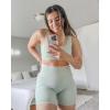 imageStelle High Waist Biker Shorts 5quot Inseam Workout Shorts for Women Tummy Control Gym Yoga Shorts with 2 Side PocketsMint Green
