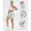 imageStelle High Waist Biker Shorts 5quot Inseam Workout Shorts for Women Tummy Control Gym Yoga Shorts with 2 Side PocketsMint Green