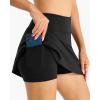 imageStelle Women Tennis Skirt Athletic Skort High Waisted Golf Inner Shorts with Pockets Running Sports PickleballBlack