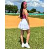 imageStelle Women Tennis Skirt Athletic Skort High Waisted Golf Inner Shorts with Pockets Running Sports PickleballWhite