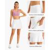 imageStelle Women Tennis Skirt Athletic Skort High Waisted Golf Inner Shorts with Pockets Running Sports PickleballWhite