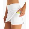 imageStelle Women Tennis Skirt Athletic Skort High Waisted Golf Inner Shorts with Pockets Running Sports PickleballWhite
