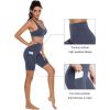 imageStelle Womens 8quot 5quot High Waist Biker Shorts Yoga Shorts with Pockets Tummy Control Workout Shorts for Running Gym8 Blackcharcoalgrey Blue