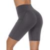 imageStelle Womens 8quot 5quot High Waist Biker Shorts Yoga Shorts with Pockets Tummy Control Workout Shorts for Running Gym8 Blackcharcoalgrey Blue