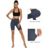imageStelle Womens 8quot 5quot High Waist Biker Shorts Yoga Shorts with Pockets Tummy Control Workout Shorts for Running Gym8 Dark Grey Blue