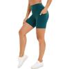 imageStelle High Waist Biker Shorts 5quot Inseam Workout Shorts for Women Tummy Control Gym Yoga Shorts with 2 Side PocketsForest Green