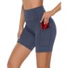 imageStelle Womens 8quot 5quot High Waist Biker Shorts Yoga Shorts with Pockets Tummy Control Workout Shorts for Running Gym5 Grey Blue