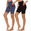 imageStelle Womens 8quot 5quot High Waist Biker Shorts Yoga Shorts with Pockets Tummy Control Workout Shorts for Running Gym8 Blackgrey Blue
