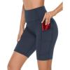 imageStelle Womens 8quot 5quot High Waist Biker Shorts Yoga Shorts with Pockets Tummy Control Workout Shorts for Running Gym8 Dark Grey Blue