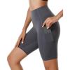 imageStelle Womens 8quot 5quot High Waist Biker Shorts Yoga Shorts with Pockets Tummy Control Workout Shorts for Running GymSilky Soft Compression8 Grey