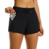 imageStelle Womens Hiking Shorts Workout Athletic Gym Running Lounge Shorts with Side Pocket 3Black