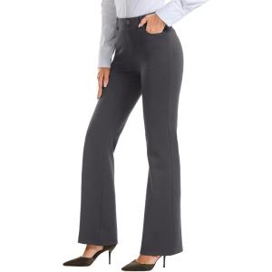 imageStelle Women 28quot30quot 32quot Bootcut Dress Pants Business Casual Work Pants with Pockets Pull On Regular Slacks for Office28 Charcoal