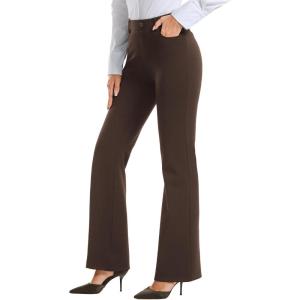 imageStelle Women 28quot30quot 32quot Bootcut Dress Pants Business Casual Work Pants with Pockets Pull On Regular Slacks for Office30 Coffee
