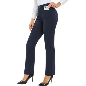 imageStelle Womens 30quot Straight Leg Dress Pants High Waisted Slacks Dress Pants for Office Work with 4 PocketsNavy