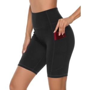 imageStelle Womens 8quot 5quot High Waist Biker Shorts Yoga Shorts with Pockets Tummy Control Workout Shorts for Running Gym8 Black