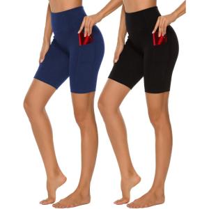 imageStelle Womens 8quot 5quot High Waist Biker Shorts Yoga Shorts with Pockets Tummy Control Workout Shorts for Running Gym8 Blackroyal Blue