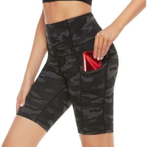 imageStelle Womens 8quot 5quot High Waist Biker Shorts Yoga Shorts with Pockets Tummy Control Workout Shorts for Running Gym8 Grey Camo