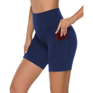 imageStelle Womens 8quot 5quot High Waist Biker Shorts Yoga Shorts with Pockets Tummy Control Workout Shorts for Running Gym8 Royal Blue