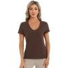 imageStell Womens T Shirts Short Sleeve V Neck Basic Tee Casual Loose Fit Tops Lightweight Soft Summer Outfits ClothesCocoa