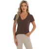 imageStell Womens T Shirts Short Sleeve V Neck Basic Tee Casual Loose Fit Tops Lightweight Soft Summer Outfits ClothesCocoa