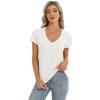 imageStell Womens T Shirts Short Sleeve V Neck Basic Tee Casual Loose Fit Tops Lightweight Soft Summer Outfits ClothesCreme