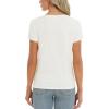 imageStell Womens T Shirts Short Sleeve V Neck Basic Tee Casual Loose Fit Tops Lightweight Soft Summer Outfits ClothesCreme