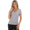 imageStell Womens T Shirts Short Sleeve V Neck Basic Tee Casual Loose Fit Tops Lightweight Soft Summer Outfits ClothesGrey