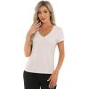 imageStell Womens T Shirts Short Sleeve V Neck Basic Tee Casual Loose Fit Tops Lightweight Soft Summer Outfits ClothesOat Milk