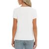 imageStell Womens T Shirts Short Sleeve V Neck Basic Tee Casual Loose Fit Tops Lightweight Soft Summer Outfits ClothesOffwhite