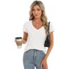 imageStell Womens T Shirts Short Sleeve V Neck Basic Tee Casual Loose Fit Tops Lightweight Soft Summer Outfits ClothesOffwhite