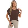 imageStelle Womens Tops Business Basic Tee Loose Fit Cap Sleeve Tshirts Clothes Fashion Trendy Outfit Summer Casual BlouseCocoa