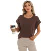 imageStelle Womens Tops Business Basic Tee Loose Fit Cap Sleeve Tshirts Clothes Fashion Trendy Outfit Summer Casual BlouseCocoa