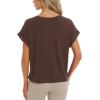 imageStelle Womens Tops Business Basic Tee Loose Fit Cap Sleeve Tshirts Clothes Fashion Trendy Outfit Summer Casual BlouseCocoa