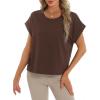 imageStelle Womens Tops Business Basic Tee Loose Fit Cap Sleeve Tshirts Clothes Fashion Trendy Outfit Summer Casual BlouseCocoa