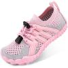 imageStelle Girls Boys Water Shoes Aqua Socks with Adjustable Laces Quick Drying Beach Sports Non Slip Swimming Hiking ShoesPink