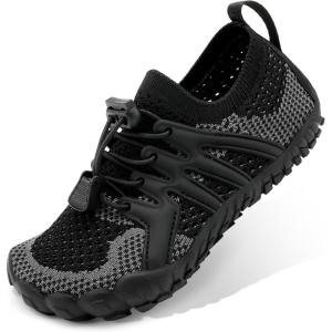 imageStelle Girls Boys Water Shoes Aqua Socks with Adjustable Laces Quick Drying Beach Sports Non Slip Swimming Hiking ShoesBlack