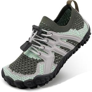 imageStelle Girls Boys Water Shoes Aqua Socks with Adjustable Laces Quick Drying Beach Sports Non Slip Swimming Hiking ShoesGrey