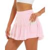imageStelle Womens Pleated Tennis Skirts High Waisted Ruffle Mini Skirt with Pockets Inner Shorts for Athletic Sports RunningBallet Pink