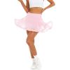 imageStelle Womens Pleated Tennis Skirts High Waisted Ruffle Mini Skirt with Pockets Inner Shorts for Athletic Sports RunningBallet Pink