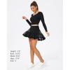 imageStelle Womens Pleated Tennis Skirts High Waisted Ruffle Mini Skirt with Pockets Inner Shorts for Athletic Sports RunningBlack