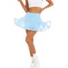 imageStelle Womens Pleated Tennis Skirts High Waisted Ruffle Mini Skirt with Pockets Inner Shorts for Athletic Sports RunningLight Blue