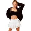 imageStelle Womens Pleated Tennis Skirts High Waisted Ruffle Mini Skirt with Pockets Inner Shorts for Athletic Sports RunningWhite